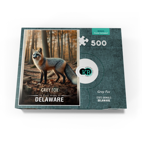 Delaware, Grey Fox: State Animals Series 500 Jigsaw Puzzle box view3