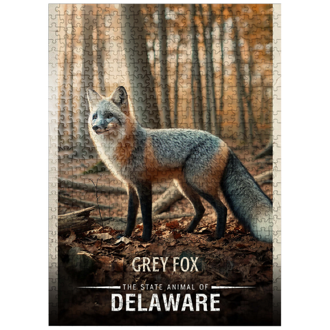 puzzleplate Delaware, Grey Fox: State Animals Series 500 Jigsaw Puzzle