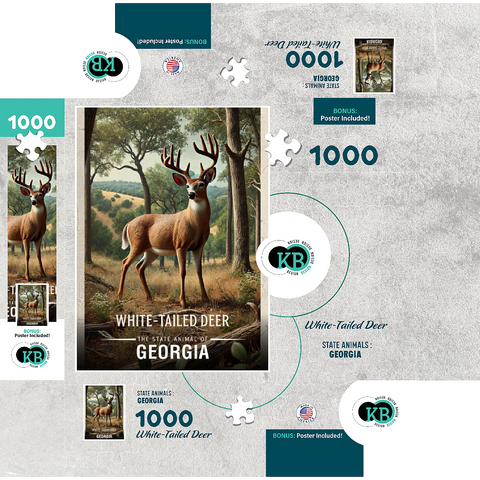Georgia, White-Tailed Deer: State Animals Series 1000 Jigsaw Puzzle box 3D Modell