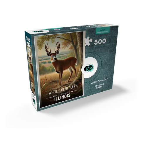 Illinois, White-Tailed Deer: State Animals Series 500 Jigsaw Puzzle box view2
