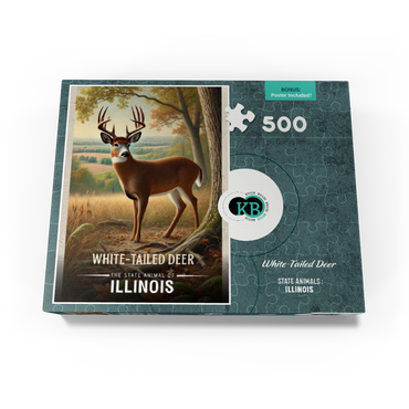 Illinois, White-Tailed Deer: State Animals Series 500 Jigsaw Puzzle box view3