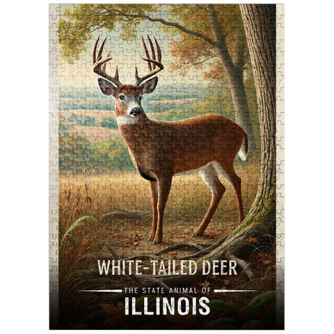 puzzleplate Illinois, White-Tailed Deer: State Animals Series 500 Jigsaw Puzzle