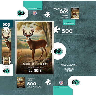 Illinois, White-Tailed Deer: State Animals Series 500 Jigsaw Puzzle box 3D Modell