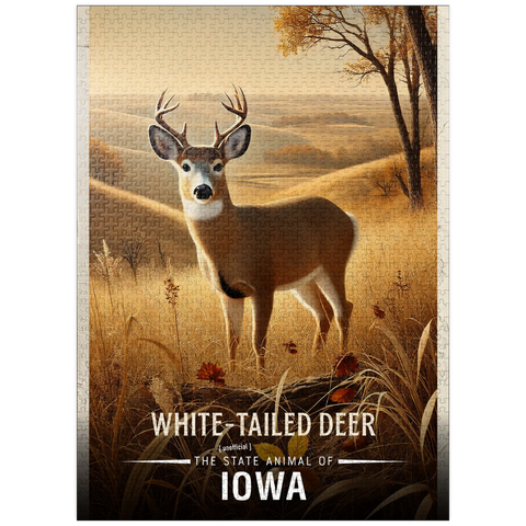 puzzleplate Iowa, White-Tailed Deer: State Animals Series 1000 Jigsaw Puzzle