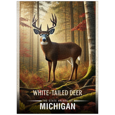 puzzleplate Michigan, White-Tailed Deer: State Animals Series 1000 Jigsaw Puzzle