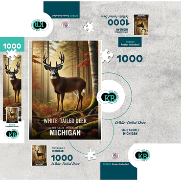 Michigan, White-Tailed Deer: State Animals Series 1000 Jigsaw Puzzle box 3D Modell