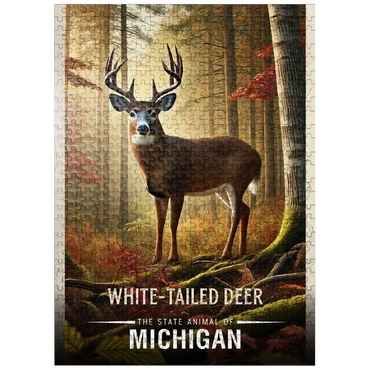 puzzleplate Michigan, White-Tailed Deer: State Animals Series 500 Jigsaw Puzzle