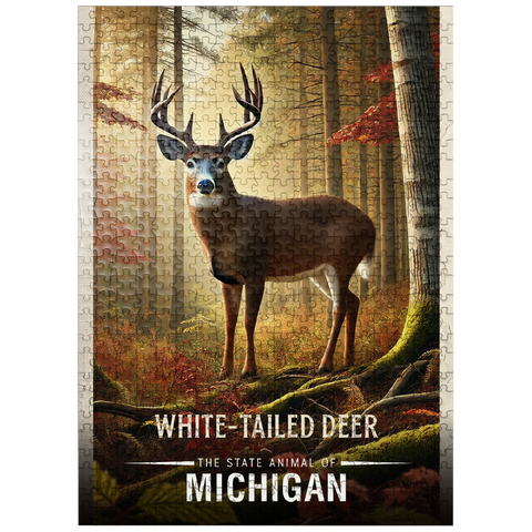 puzzleplate Michigan, White-Tailed Deer: State Animals Series 500 Jigsaw Puzzle