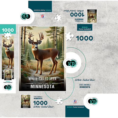 Minnesota, White-Tailed Deer: State Animals Series 1000 Jigsaw Puzzle box 3D Modell
