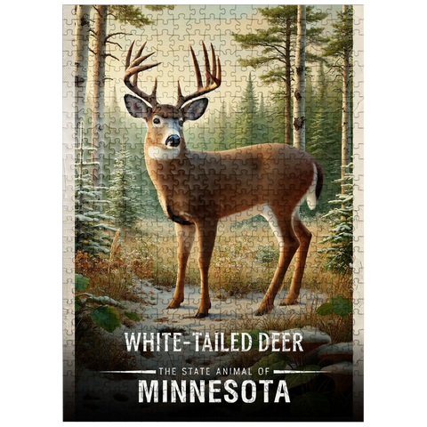 puzzleplate Minnesota, White-Tailed Deer: State Animals Series 500 Jigsaw Puzzle