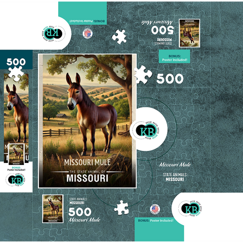 Missouri, Missouri Mule: State Animals Series 500 Jigsaw Puzzle box 3D Modell