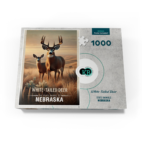 Nebraska, White-Tailed Deer: State Animals Series 1000 Jigsaw Puzzle box view3