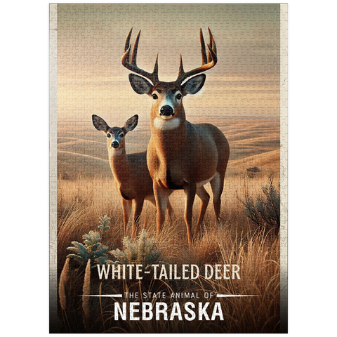 puzzleplate Nebraska, White-Tailed Deer: State Animals Series 1000 Jigsaw Puzzle