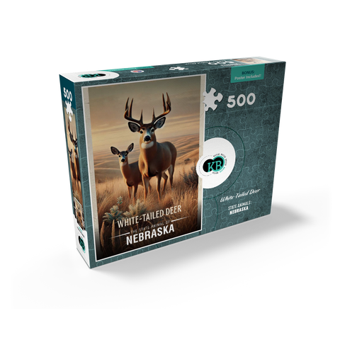 Nebraska, White-Tailed Deer: State Animals Series 500 Jigsaw Puzzle box view2