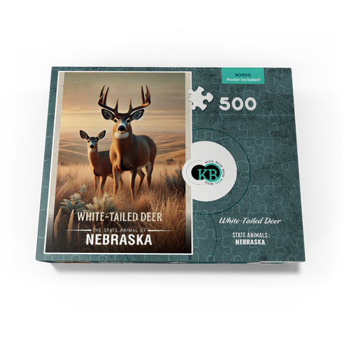 Nebraska, White-Tailed Deer: State Animals Series 500 Jigsaw Puzzle box view3