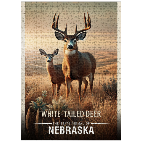 puzzleplate Nebraska, White-Tailed Deer: State Animals Series 500 Jigsaw Puzzle