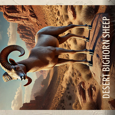 Nevada, Desert Bighorn Sheep: State Animals Series 1000 Jigsaw Puzzle 3D Modell