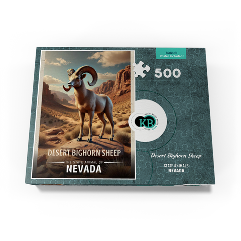 Nevada, Desert Bighorn Sheep: State Animals Series 500 Jigsaw Puzzle box view3