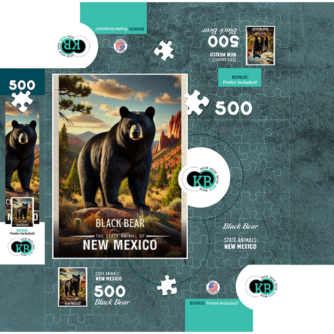 New Mexico, Black Bear: State Animals Series 500 Jigsaw Puzzle box 3D Modell