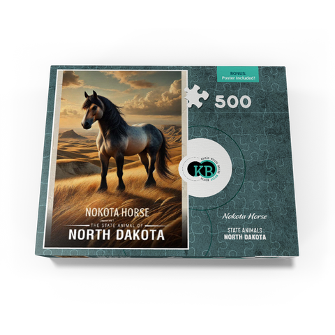 North Dakota, Nokota Horse: State Animals Series 500 Jigsaw Puzzle box view3