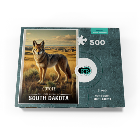 South Dakota, Coyote: State Animals Series 500 Jigsaw Puzzle box view3