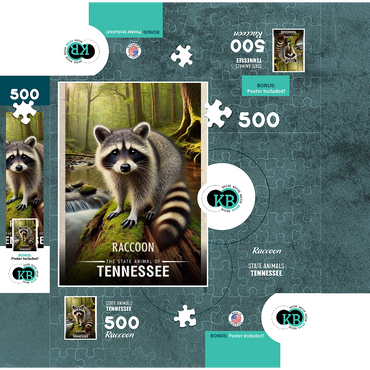 Tennessee, Raccoon: State Animals Series 500 Jigsaw Puzzle box 3D Modell