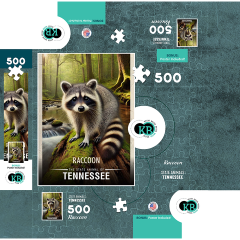 Tennessee, Raccoon: State Animals Series 500 Jigsaw Puzzle box 3D Modell