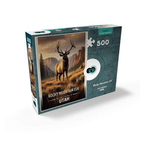 Utah, Rocky Mountain Elk: State Animals Series 500 Jigsaw Puzzle box view2