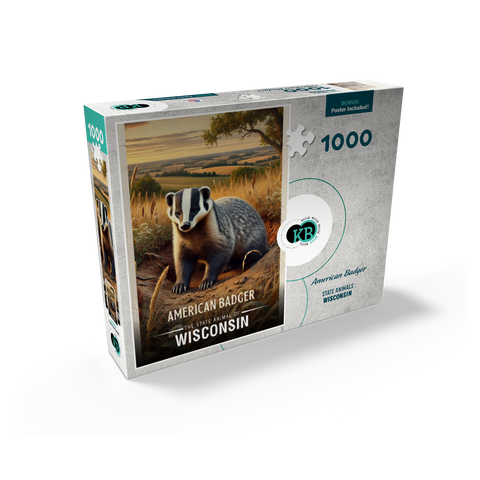 Wisconsin, American Badger: State Animals Series 1000 Jigsaw Puzzle box view2