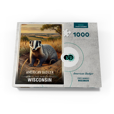 Wisconsin, American Badger: State Animals Series 1000 Jigsaw Puzzle box view3