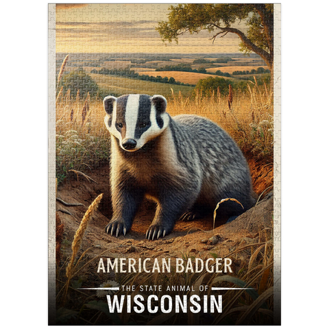 puzzleplate Wisconsin, American Badger: State Animals Series 1000 Jigsaw Puzzle