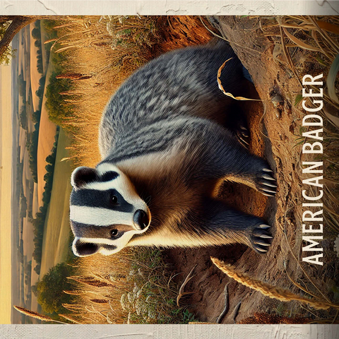 Wisconsin, American Badger: State Animals Series 1000 Jigsaw Puzzle 3D Modell