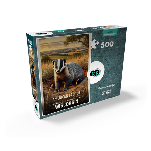 Wisconsin, American Badger: State Animals Series 500 Jigsaw Puzzle box view2