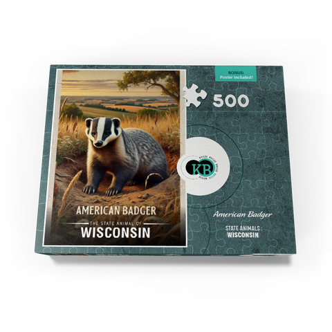 Wisconsin, American Badger: State Animals Series 500 Jigsaw Puzzle box view3