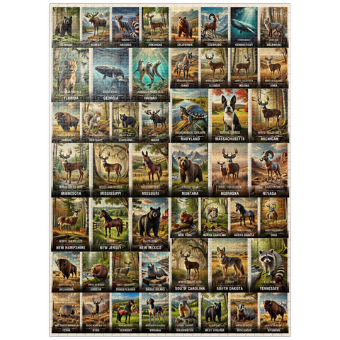 puzzleplate Collage: State Animals Poster, vol.1 1000 Jigsaw Puzzle