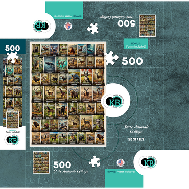 Collage: State Animals Poster, vol.1 500 Jigsaw Puzzle box 3D Modell