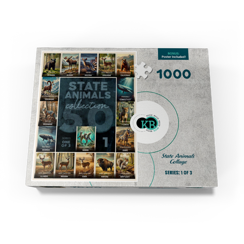 Collage: State Animals Series, Part 1 of 3 1000 Jigsaw Puzzle box view3