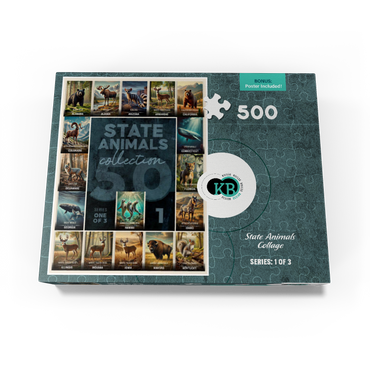 Collage: State Animals Series, Part 1 of 3 500 Jigsaw Puzzle box view3