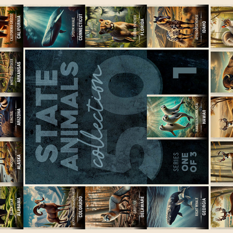 Collage: State Animals Series, Part 1 of 3 500 Jigsaw Puzzle 3D Modell