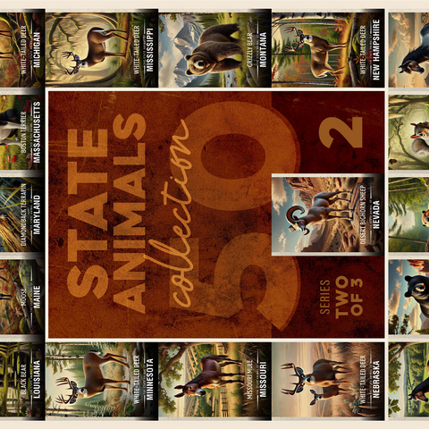 Collage: State Animals Series, Part 2 of 3 1000 Jigsaw Puzzle 3D Modell
