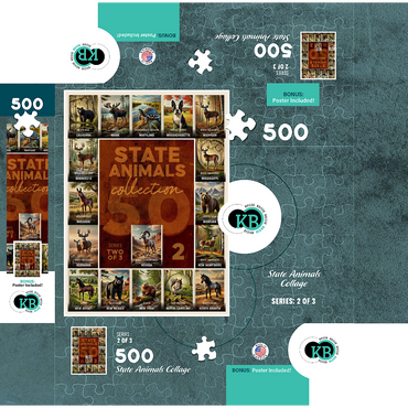 Collage: State Animals Series, Part 2 of 3 500 Jigsaw Puzzle box 3D Modell