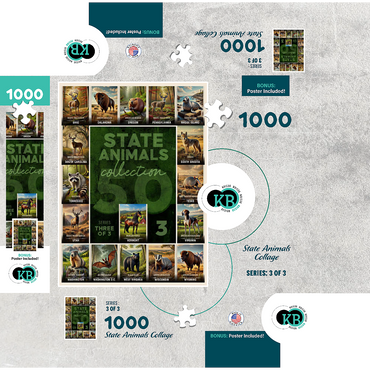 Collage: State Animals Series, Part 3 of 3 1000 Jigsaw Puzzle box 3D Modell