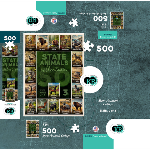 Collage: State Animals Series, Part 3 of 3 500 Jigsaw Puzzle box 3D Modell