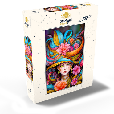 Vibrant Floral Lady with Exotic Elegance 100 Jigsaw Puzzle box view2