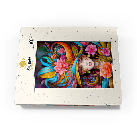 Vibrant Floral Lady with Exotic Elegance 100 Jigsaw Puzzle box view3