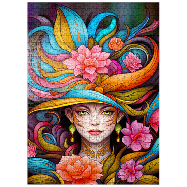 puzzleplate Vibrant Floral Lady with Exotic Elegance 500 Jigsaw Puzzle