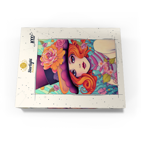 Whimsical Redhead in Floral Top Hat 1000 Jigsaw Puzzle box view3
