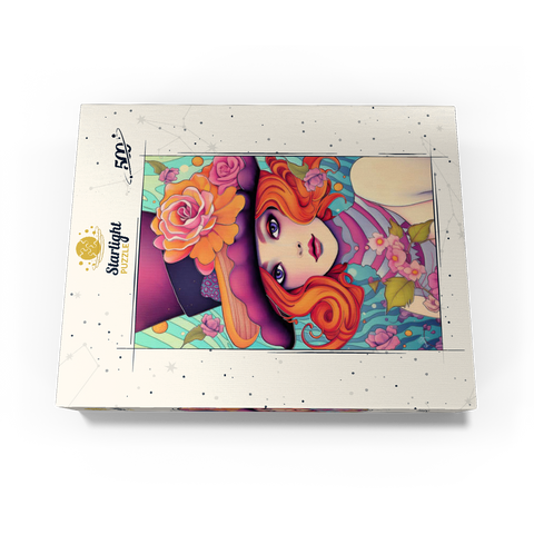 Whimsical Redhead in Floral Top Hat 500 Jigsaw Puzzle box view3