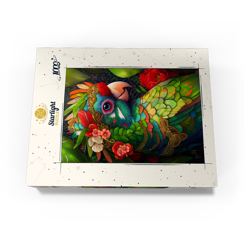 Colorful Tropical Parrot with Floral Crown 1000 Jigsaw Puzzle box view3