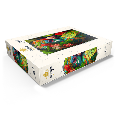 Colorful Tropical Parrot with Floral Crown 100 Jigsaw Puzzle box view1